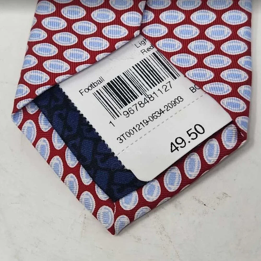 New boys Vineyard Vines Mini Footballs lighthouse red silk tie